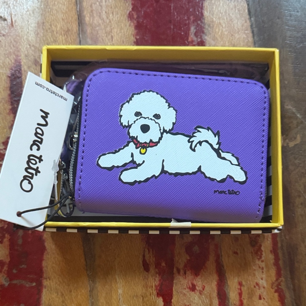 marc tetro Purple Dog Graphic Zip Wallet